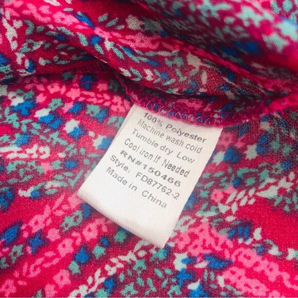 Fun 2 Fun Airy Multi Color Smocked Popover Top Kenmore Split Neck Smocked Yoke - Picture 10 of 16